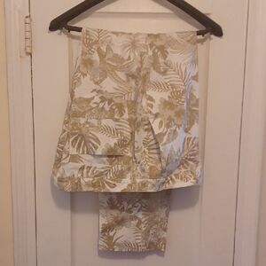 INC International Concepts Leaf Print Linen Blend Pants Sz 40x32